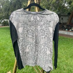 Zara Collection Long Sleeve Ornate Print Top Size M