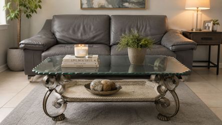 Vintage Glass & Wrought Iron Coffee Table