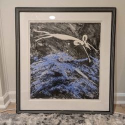 Leslie Allen 1991 Modernist Monotype Relief Print "Of Mouse and Mountain" Signed