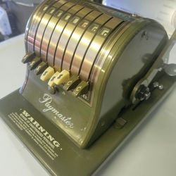Vintage Paymaster Series S-1000 Check Writer W/Cover Tested Working With Key Green