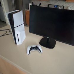 Ps5, monitor, and ps5 controller