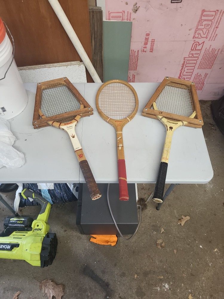 3 Antique Tennis Rackets