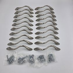 20~Satin Nickel Cabinet Drawer Pulls Wavy Squiggly 5-1/8” Long & 3.3/4” CC