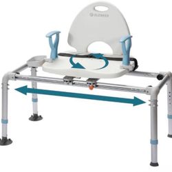 Sturdy sliding shower chair with swivel seat