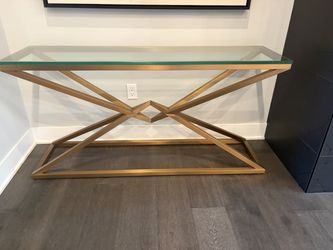 Restoration Hardware Matte Brass Console Tables - 2