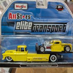 Maisto All Stars Elite Transport 1957 Chevrolet Flatbed and a 1936 Chevy Pickup