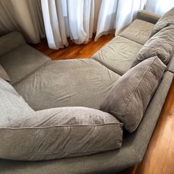 Modern Gray 3pc Sectional Sofa with Oversize Corner Piece