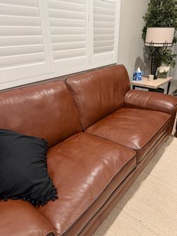 Brown Leather 3-Seat Sofa