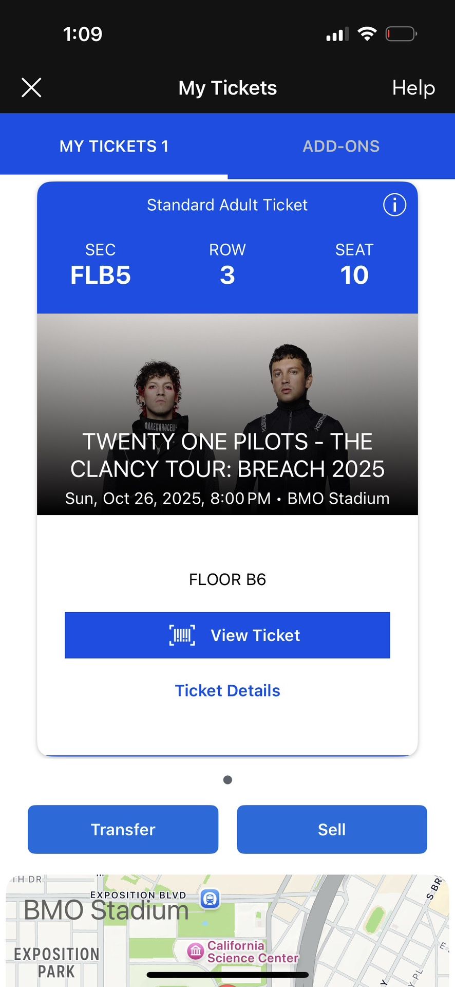 Twenty one pilots, the clancy tour: breach 2025 ticket.