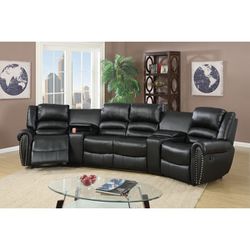Black POWER Motion Theater Sectional 