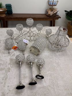 Silver Crystal Beaded Decor