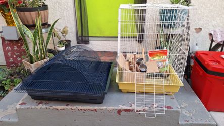 Two bird cages,Food and Supplies