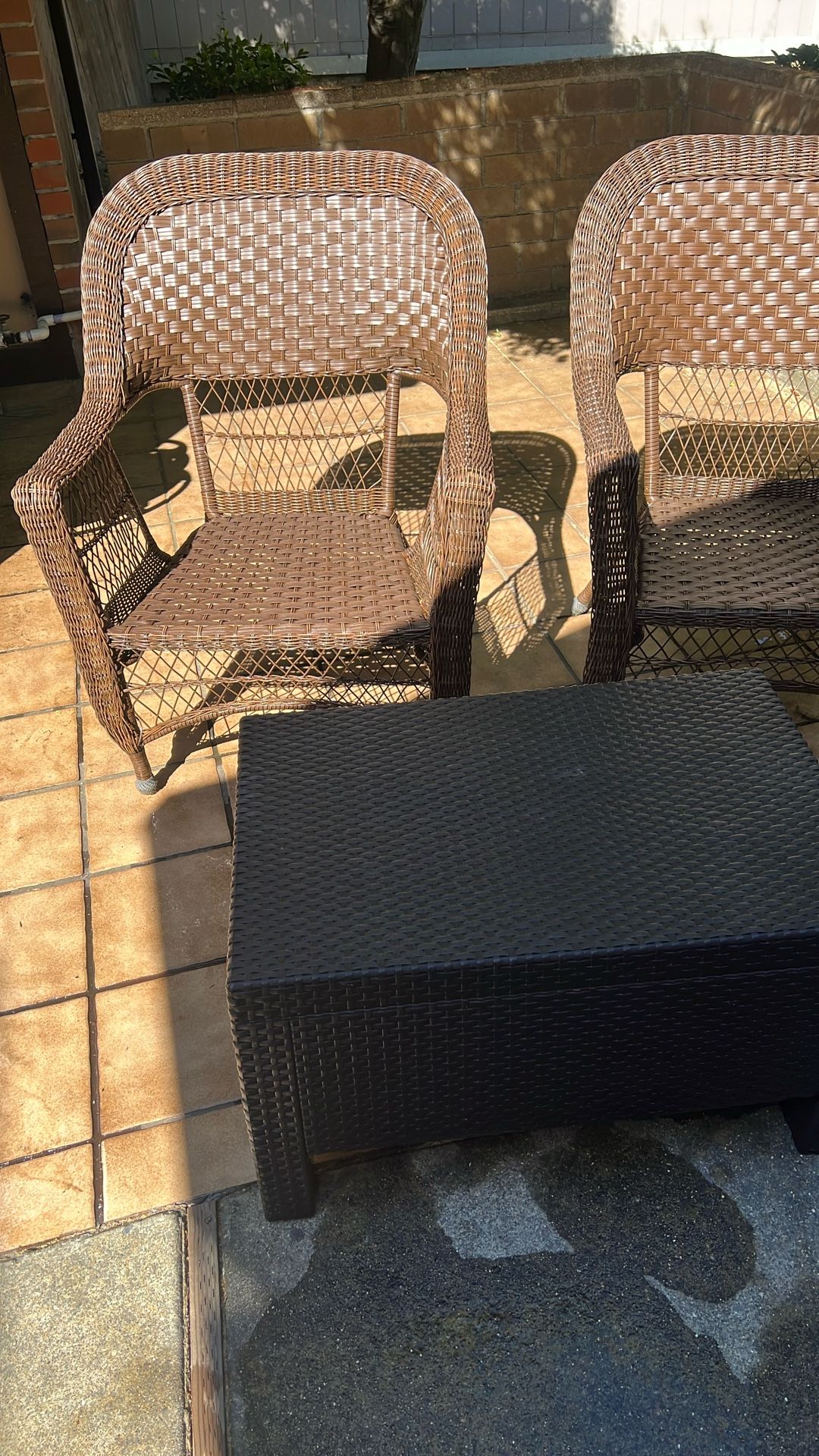 Wicker chairs and table