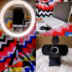 N5 HD Webcam(No Tripod)&Keyboard case For 11"&10.2" selfie ring light head