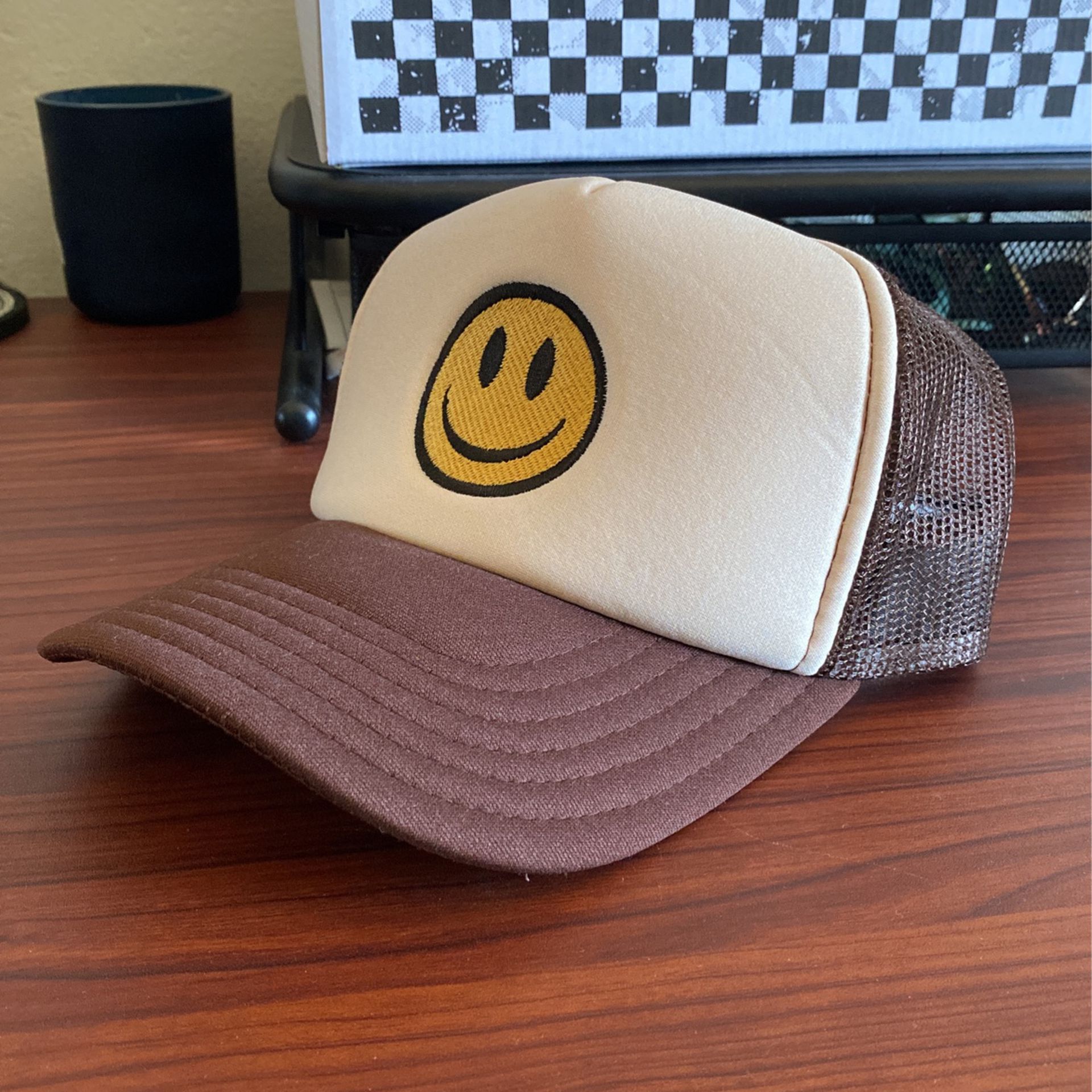 Brown/Yellow Smiley Trucker Hat NEW
