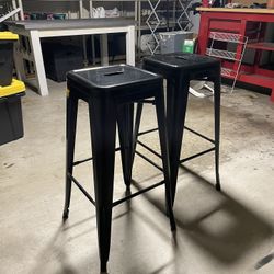 2 Black Metal Barstools