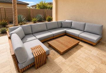 Teak Patio Sectional W/Sunbrella Cushions Conversion set *New Patio Furniture*