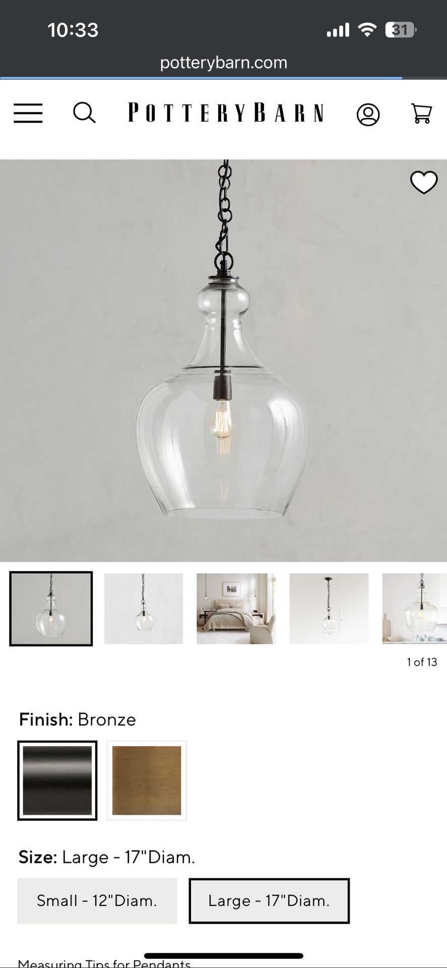 Pottery Barn Pendant Light In Stainless, Flynn