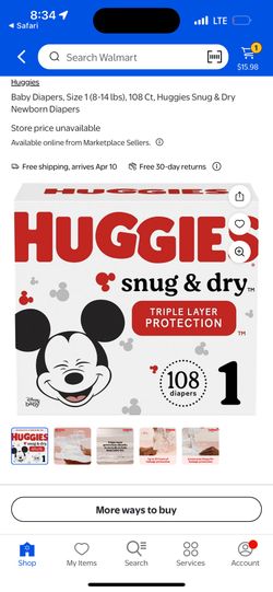 Huggies Size 1 108ct 