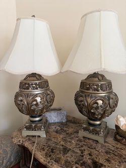 Pair of Ornate Scroll Table Lamps