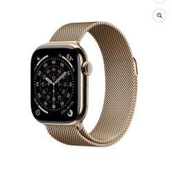 Apple Watch Series 11 [GPS + Cellular 46mm] Smartwatch with Gold Titanium Case with Gold Milanese 