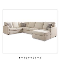Linen 3-Piece Sectional with Right-Facing Chaise