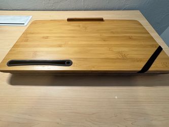Bamboo Lap Desk with Cushioned Pillow, Laptop Stand and Tablet Holder, 20 × 13 Inches