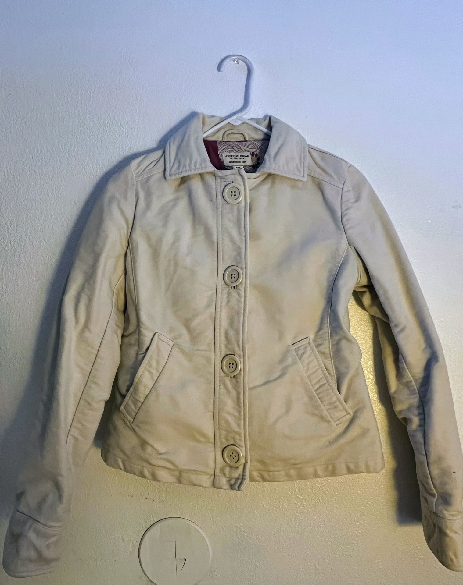 American Eagle Cream Cotton Denim Jacket Size S/P