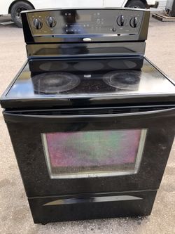 Whirlpool black glass top stove