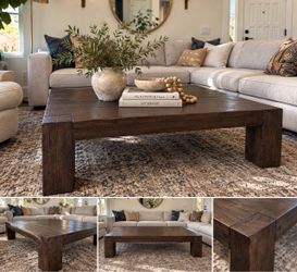 RH Restoration Hardware Russian Oak Plinth Coffee Table- Discontinued