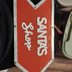 Light Up Santa Shop Sign 