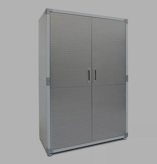 Tall Metal Storage Tool Cabinet Locking Stainless Steel Doors 48" x 24" x 72"