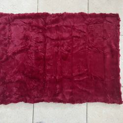 Baby blanket  26”x39” Wine Red Faux Rabbit Fur