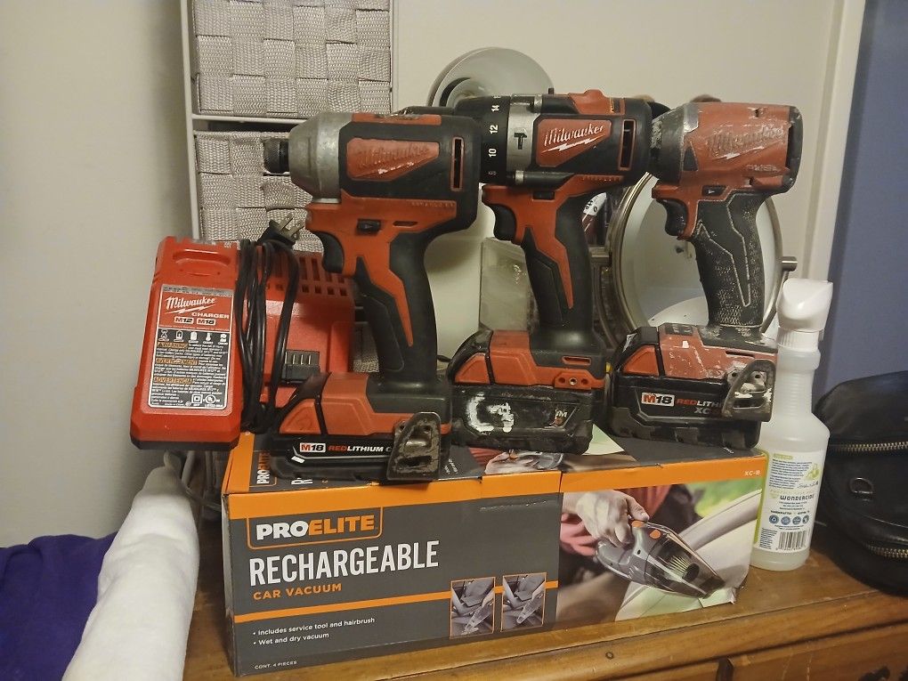 Milwaukee Tools + Batteries + Charger 