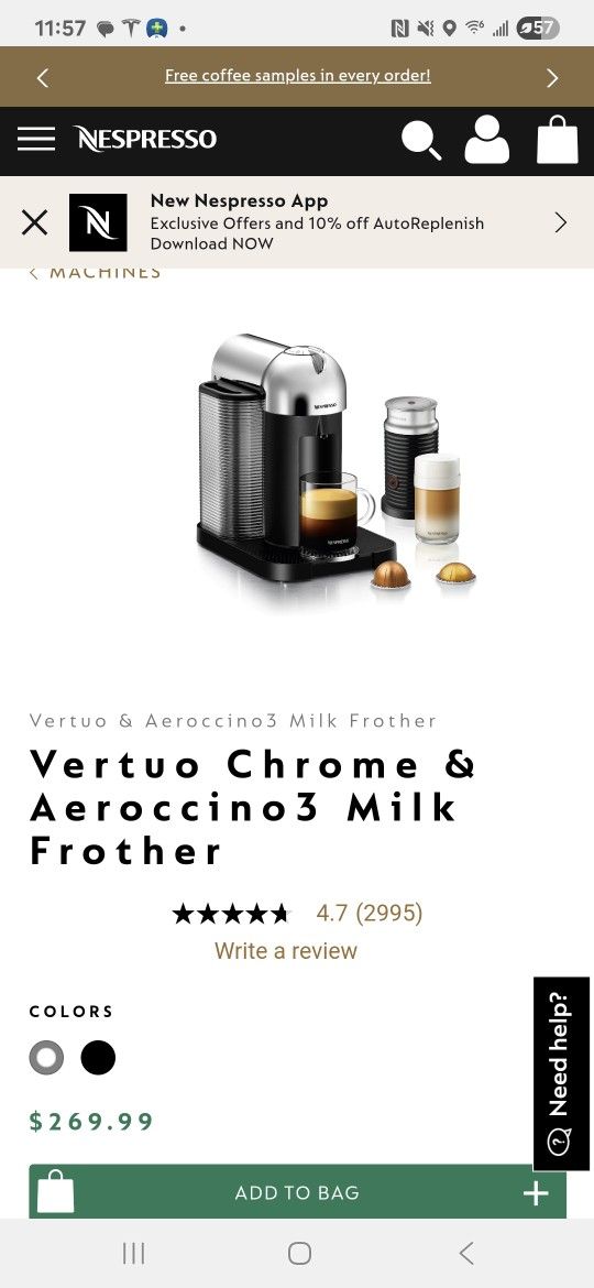 Nespresso coffee machine