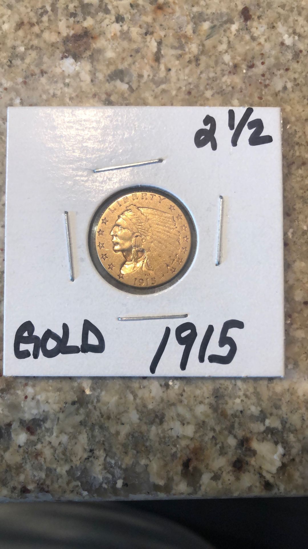 1915 $2.5 Indian Head Gold Coin