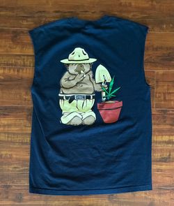 Rare Vintage Smokey The Bear Parody / Spoof Thc Weed 420 Promo Cutoff Shirt Sz L