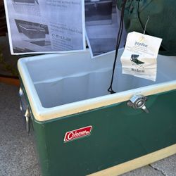 Coleman metal cooler. vintage *- today 6/14 take for 1/2 price $50