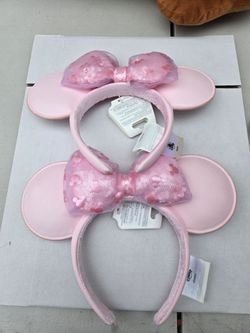 2025 Disney Parks Pink Mickey Icon Head Bow Fashion Mickey Minnie Ears Headband