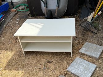 Small White Wood Coffee Table with Lower Shelf