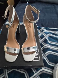 INC International Concepts Silver Heeled Sandals