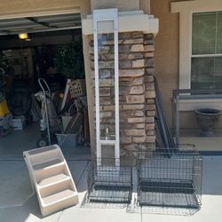 Small Or Medium Pet Dog Cat Kennel Crates $17-$25, 4 Step Pet Stairs $20 And 6 Ft Ideal Pet Door Slider $55 See All Photos 