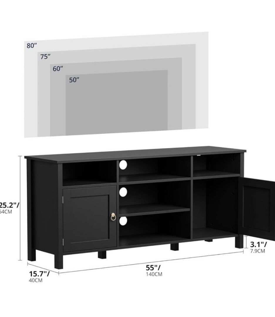 Black  & White Modern 55” Tv Stand 
