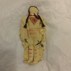 VINTAGE NAVAJO HAND MADE AND HAND PAINTED LEATHER INDIAN WARRIOR 