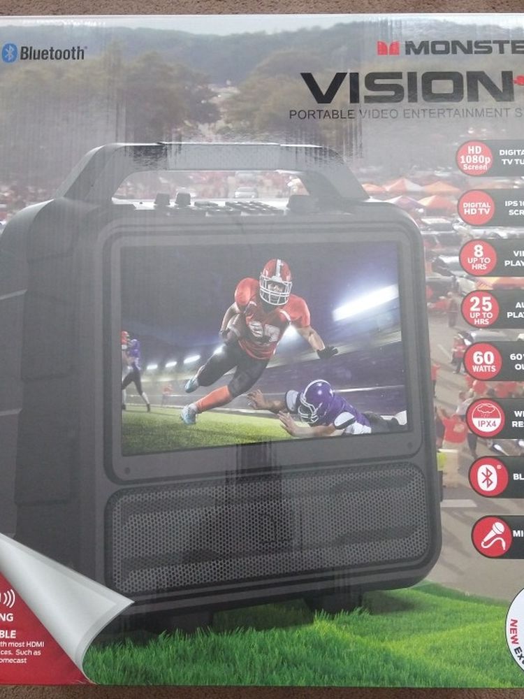 Monster Vision Portable TV With Digital Antenna And Accessories