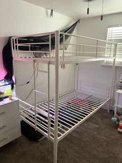 White bunk bed frame