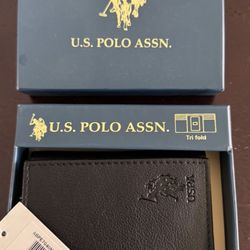 U.S. POLO ASSN. MENS BLACK WALLET NEW IN BOX