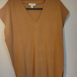 Calligraphie sleeveless Camel Brown v neck sweater
