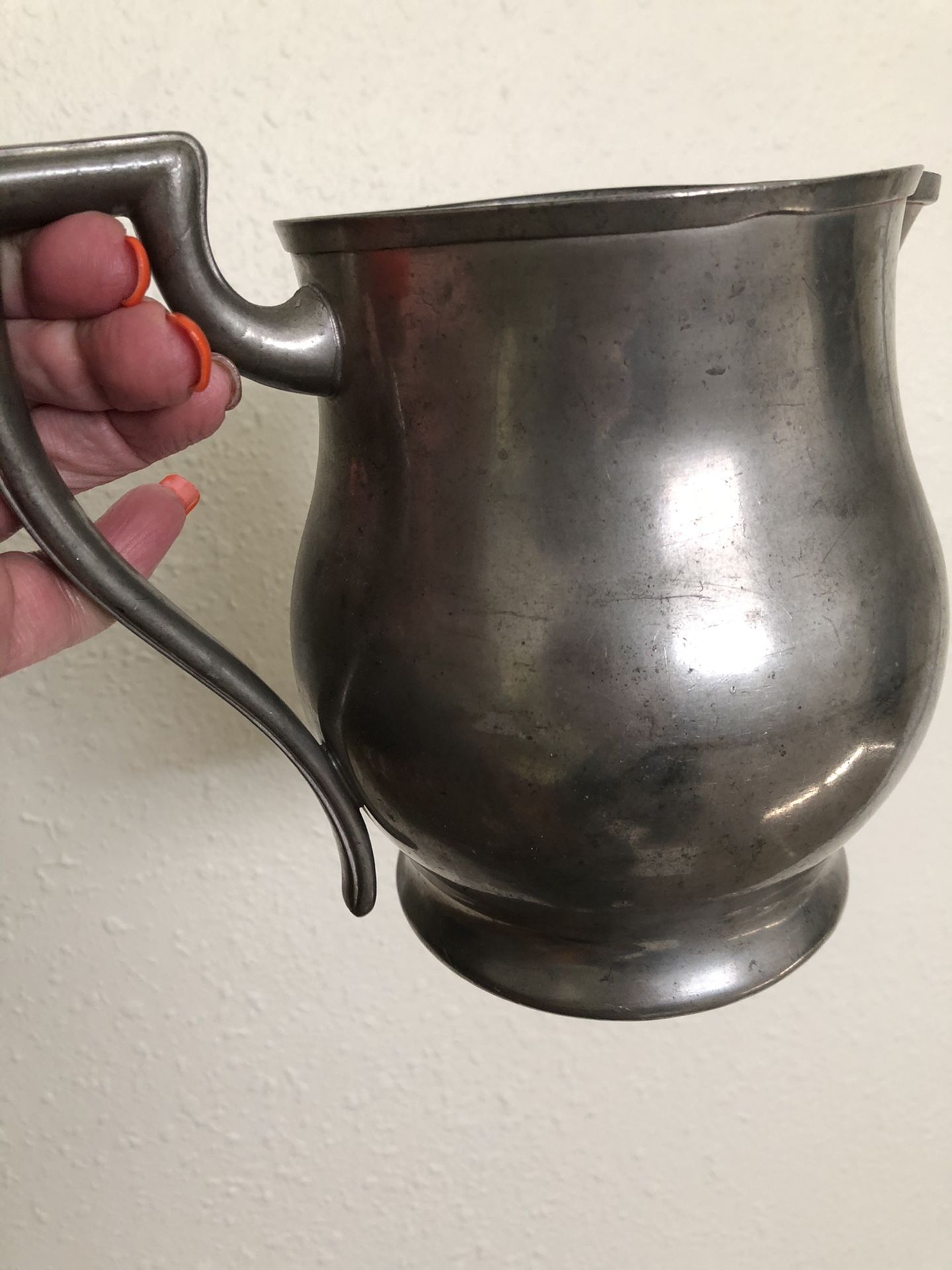 Antique Continental Pewter Pitcher