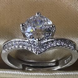 High Quality Moissanite  Ring For Women Shiny Zircon One Carot Engagement Wedding Ring